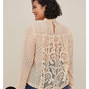 MIXED LACE HIGH NECK TOP #036